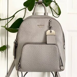 Kate Spade Caden Carter Gray Backpack Gray Pebbled Leather Handbag